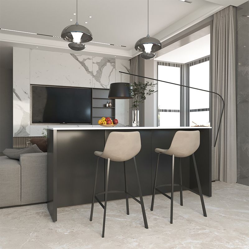 Industrial Style Bar Table Rectangle Stone Fixed Bistro Bar Desk for Indoor