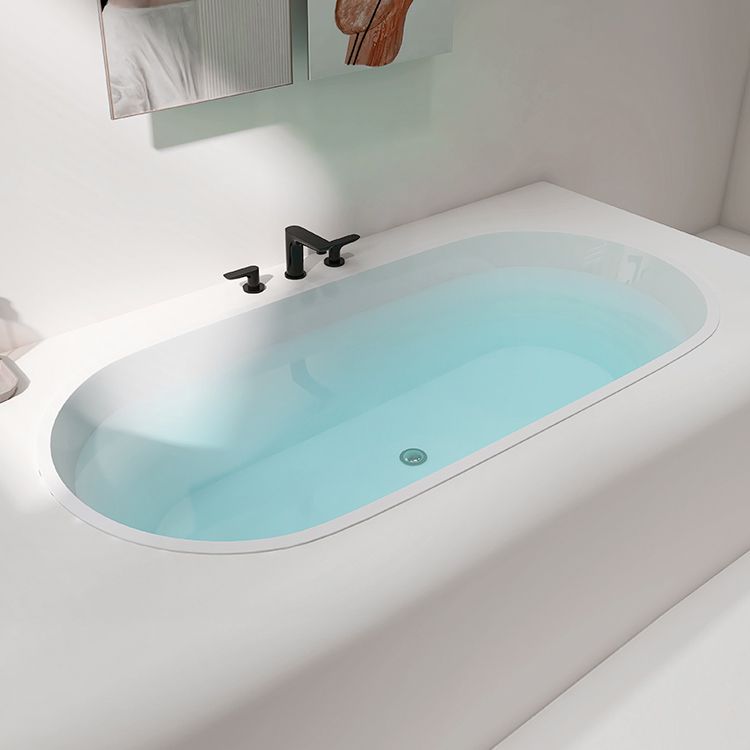 Modern Oval Drop-in Bath Tub 23.22" H White Acrylic Bathtub for Home