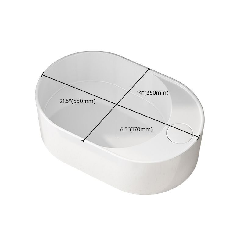 Modern Vessel Bathroom Sink Rectangular Porcelain with Overflow and Faucet Basin Sink