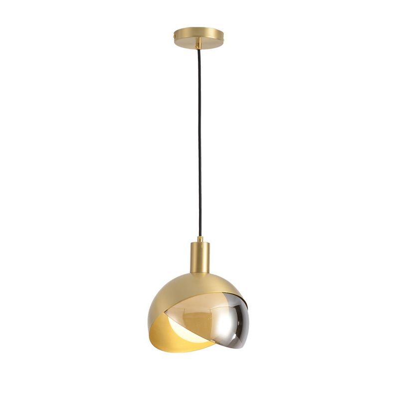 Lámpara colgante de oro de vidrio en moderna luz colgante de globo de hierro estilo lujo para comedor