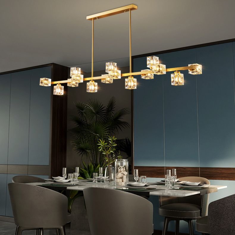 Contemporary 7/9/11/13/15-Light Golden Kitchen Island Lighting LED Ceiling Light
