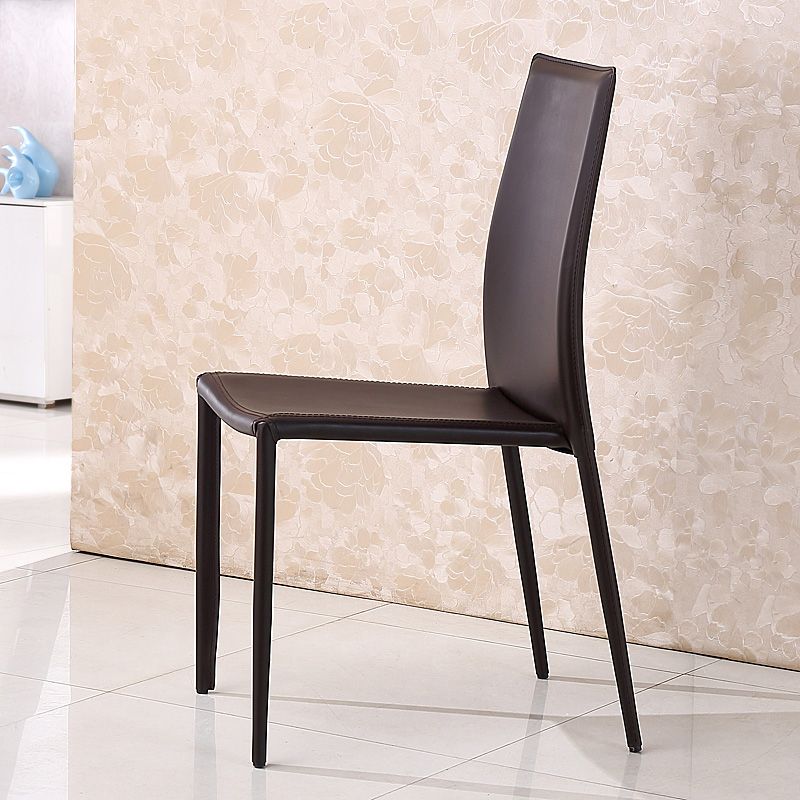 Sillas de comedor apilables de estilo minimalista, sillas de cuero con respaldo sólido para el hogar (juego de 2)