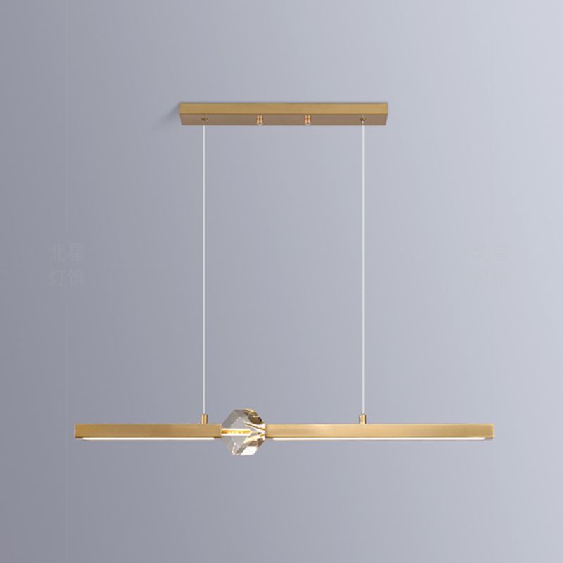Lámpara moderna lámpara de lámpara de luz de metal lineal con cristal