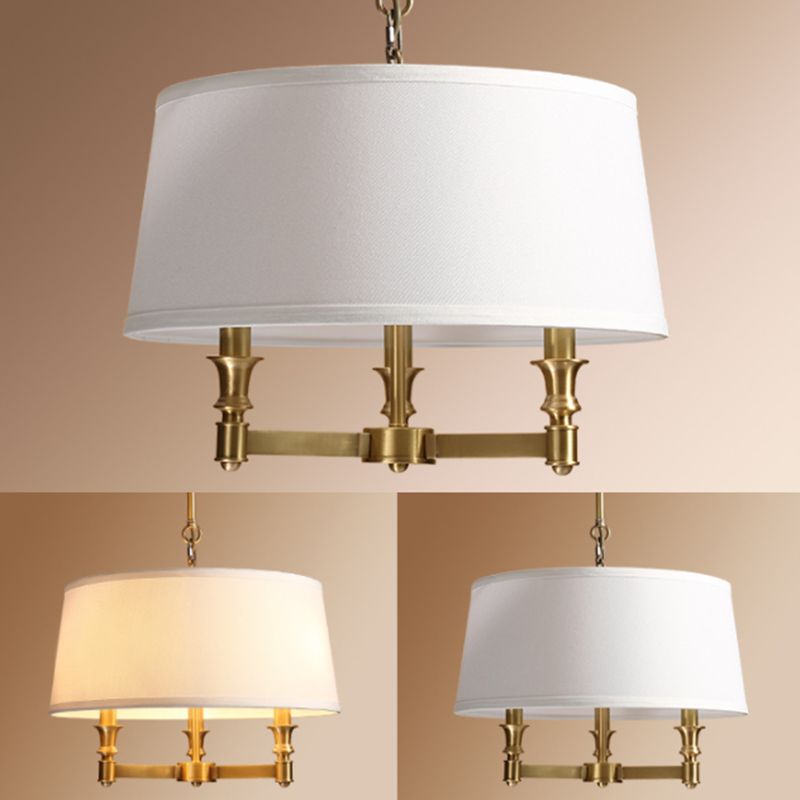 Stofftrommel hängende Leuchte Land weiße Decke Anhängerlampe für Esszimmer