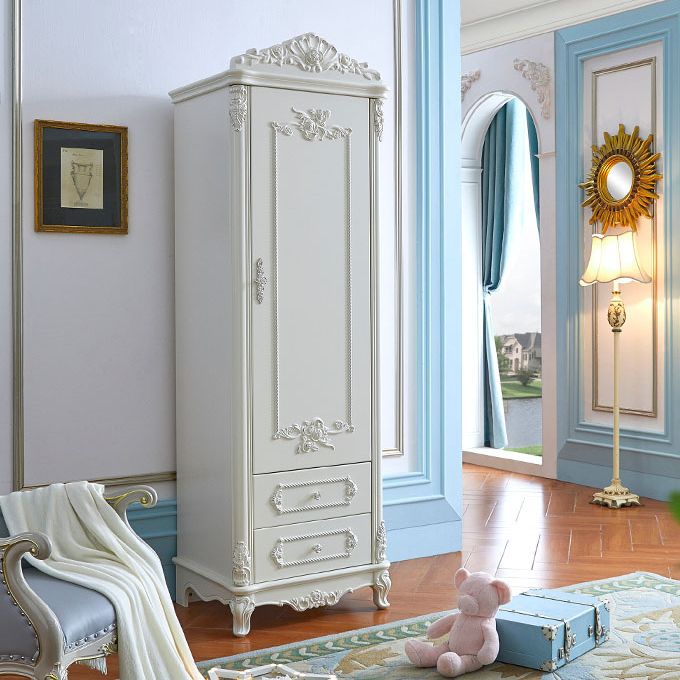 French Country Wardrobe Solid Wood Wardrobe Closet with Cloth Rod