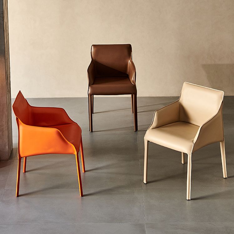 Faux Leather Arm Chair Upholstered Dining Room Chair for Home