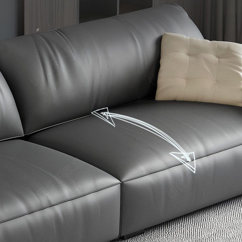 Stain Resistant Stationary Living Room Pillow Top Arm Standard Gray Sofa