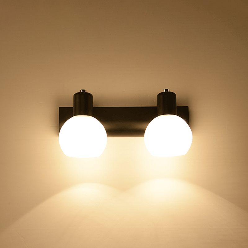 Dome Bath Vanity Light Fixture Minimalistic Satin Opal Glass Wall Mounted Lighting