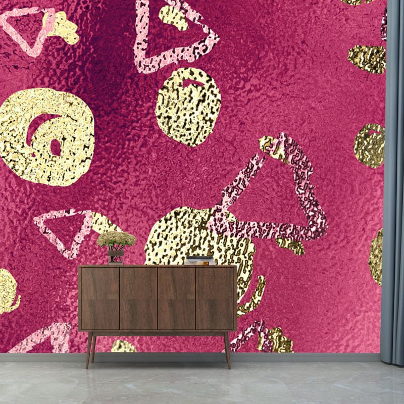 Custom Illustration Artistry Mural with Foil Geometric Shapes Pattern in Pastel Color