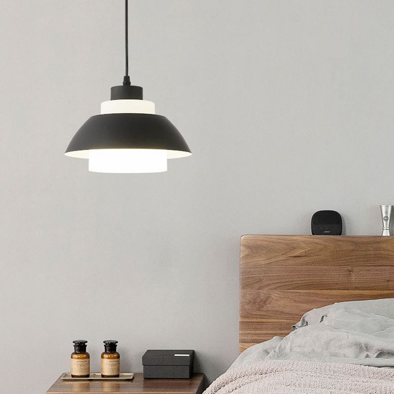 Bol en aluminium plafonnier pendrier léger macaron à la lampe à bulbe unique avec insert de l'ombre acrylique