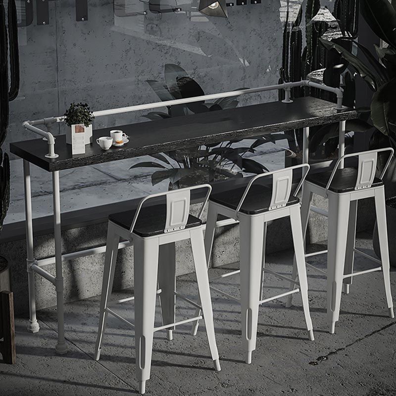 Industrial Rectangle Wood Bar Table 42-inch Height Water Pipe Pedestal Bistro Table