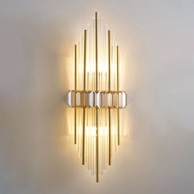 2-Light Geometric Wall Light Sconce Modern Style Glass Wall Lighting