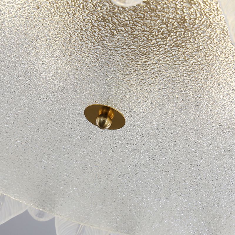 Round Shape Glass Flush Light Modern Style Multi Lights Flush Mount Fixture in Gold