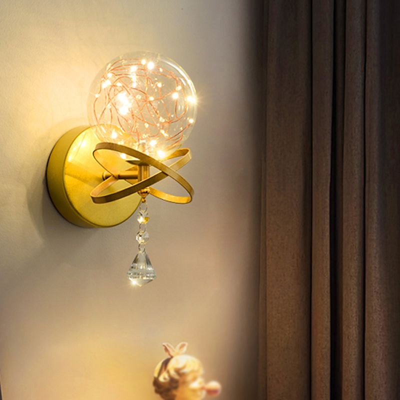 Forme de bille Lumière de mur de verre Style moderne 1 lumière lumineuse lumière murale