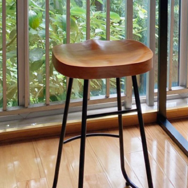 Modern Armless Counter Stool Iron Cafe Bar Stool with Seat and Pedal