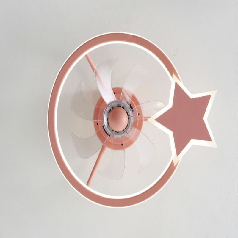 Kids Artistic LED Ceiling Fans Wrought Iron Star Ceiling Fixture with Acrylic Shade