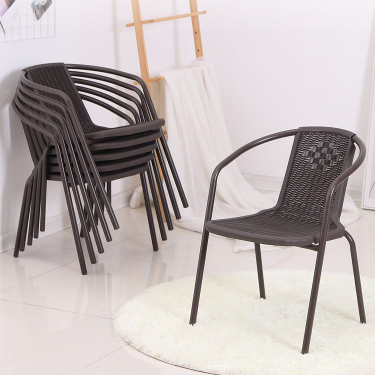 Contemporary Outdoors Dining Chairs in Metal Frame Stacking Chairs