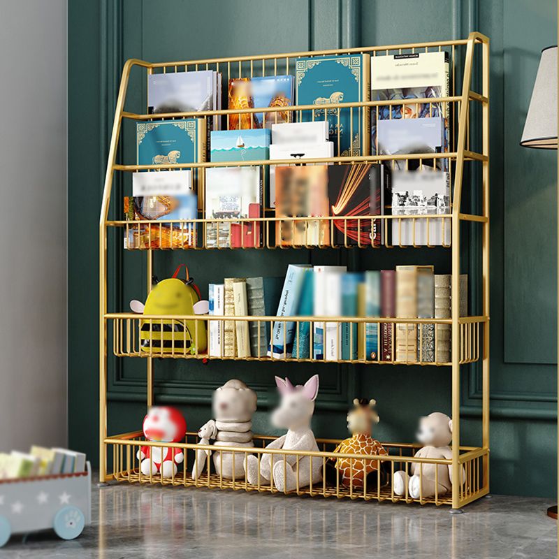 Modern Style Metal Bookshelf Ladder Open Shelf Bookcase for Study Room