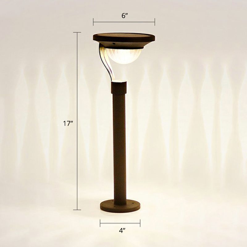 Dark Grey-Clear Bowl Shaped Solar Ground Lamp Modern Plastic LED Landscape Light for Outdoor