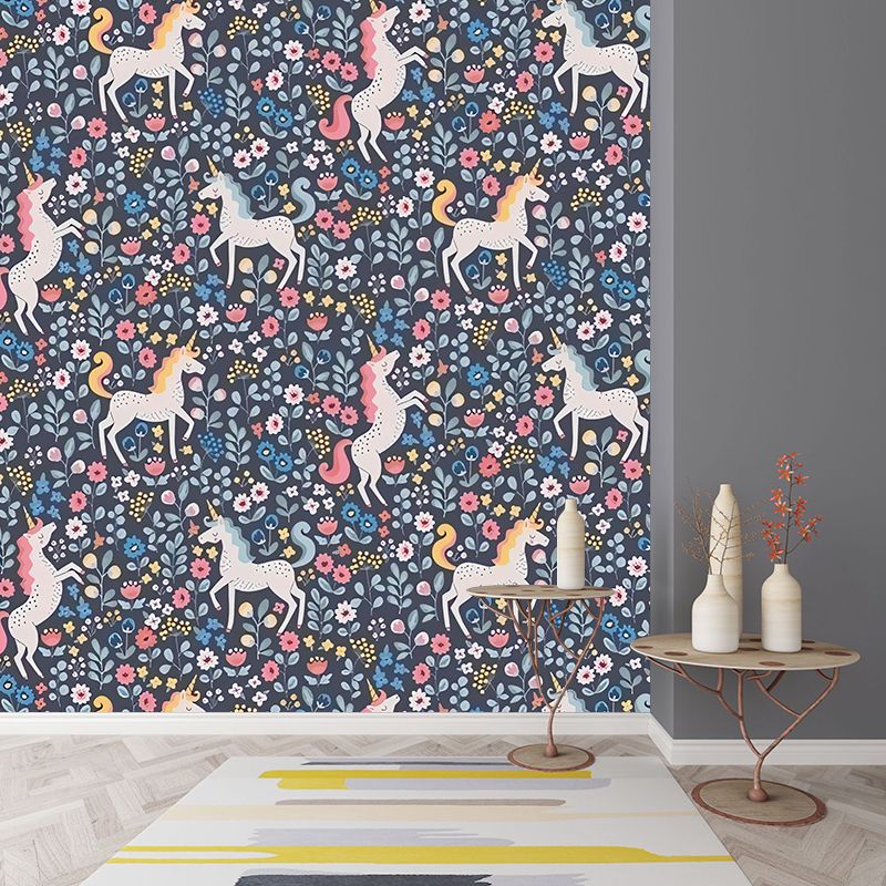 Unicorn in Wildflowers Wall Murals Contemporary Waterproof Living Room Wall Art, Custom Print