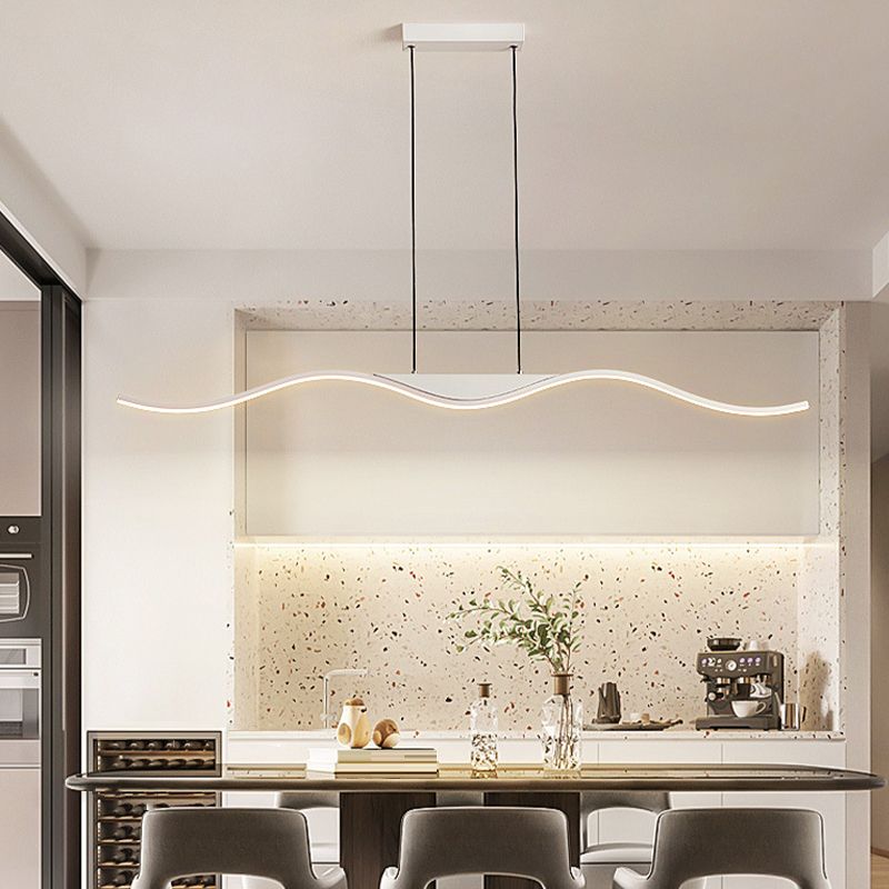 White Single Modernism Kitchen Island Lighting Unique Metallic Ceiling Light
