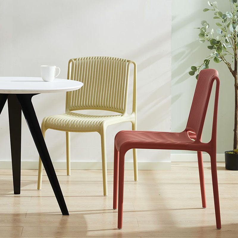 Silla sin brazos de comedor de plástico de estilo contemporáneo, respaldo abierto, sillas laterales para el hogar