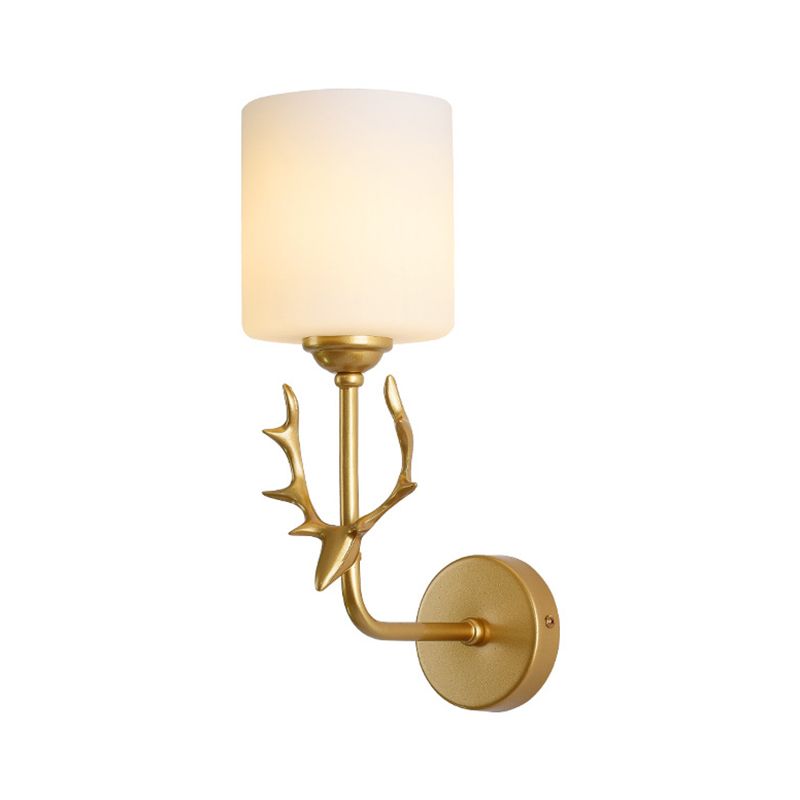 1-Light Cylinder Sconce Light Modern Glass Sconce Light Fixture