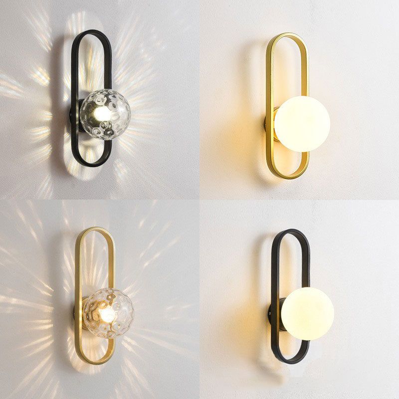 Contemporary Wall Lamp Globe Glass Sconce Lighting for Bedroom