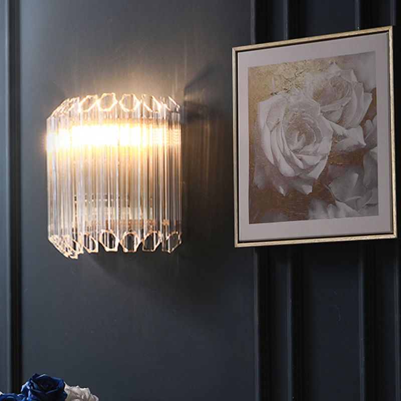 Medio tambor lavado de montaje pared apliques minimalista de tubo prismático vaso de montura de pared de la sala de estar de 4 bombas de 4 bombas