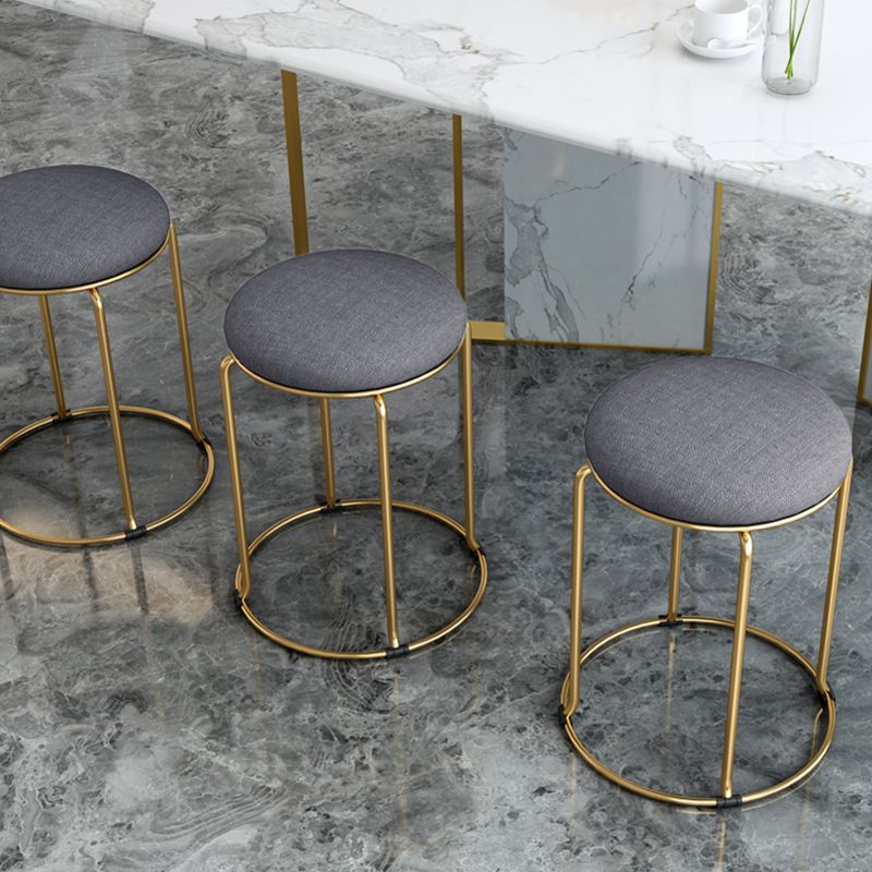 Standard Glam Velvet Ottoman Round Mildew Resistant Plain Ottoman