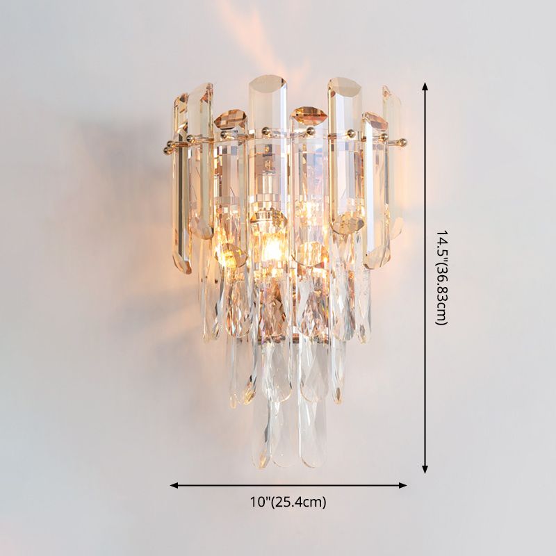 Pronzo della parete geometrica cristallina in moderna luce da parete a 2 luci in stile di lusso per spazi interni