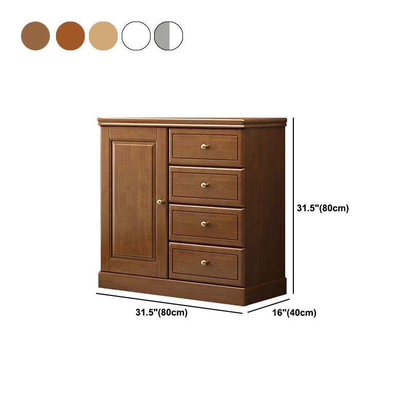 Contemporary Accent Cabinet with 1 Door and Drawers in Rubberwood