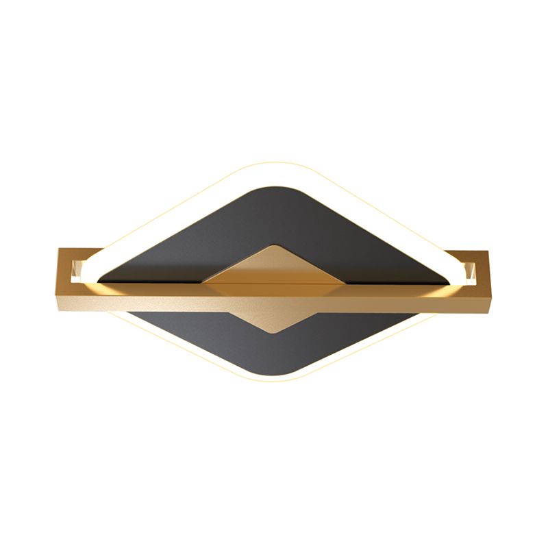 Black/White-Gold Rhombus Thin Flushmount Vintage Acrylic LED Ceiling Mount Light with Frame Guard