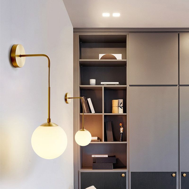 Ball Shape Glass Wall Light Modern Style 1 Light Wall Light Sconce in Gold