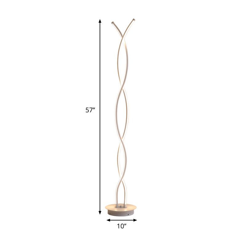 Acrilico illuminazione a spirale in piedi lineare semplicità semplicità lampada da lettura del pavimento bianco per camera da letto