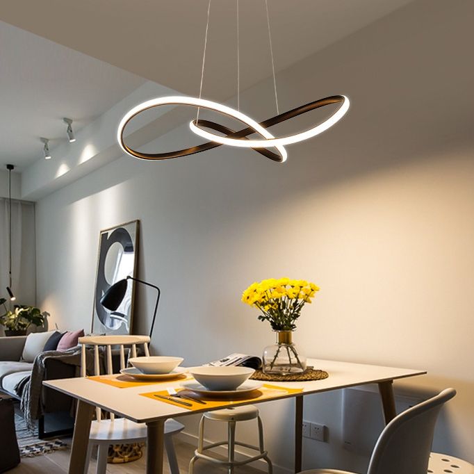 24.5" Wide Modern Chandelier Twisted LED Ceiling Lamp for Living Room Bedroom