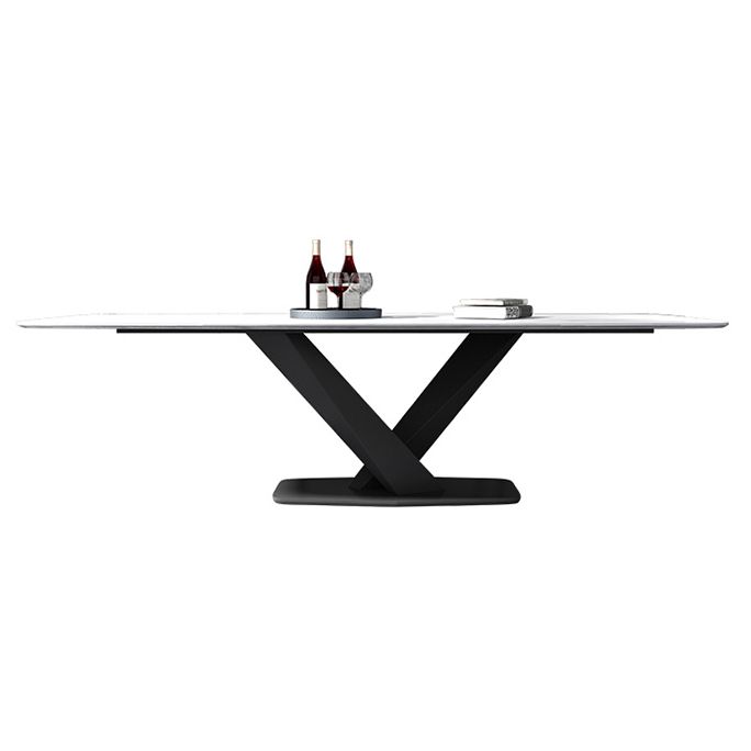 Metal Contemporary Rectangular Dining Table Sintered Stone Table for Dining Room