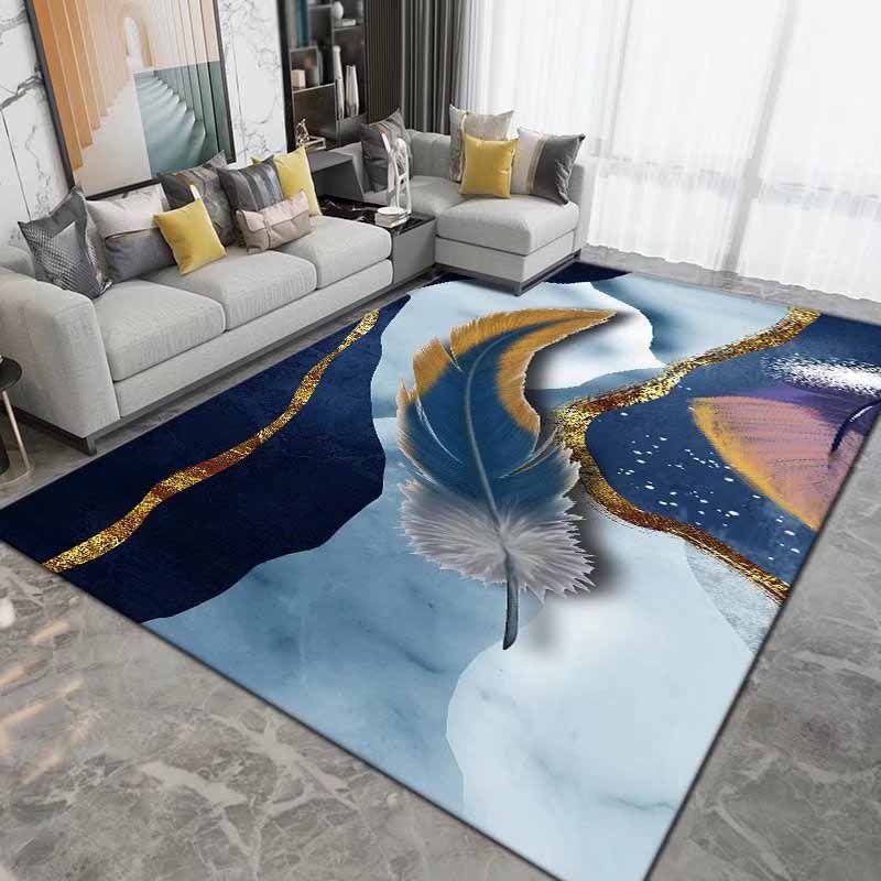 Stylish Green Modern Rug Abstract Pattern Polyester Area Rug Stain Resistant Carpet for Home Decor
