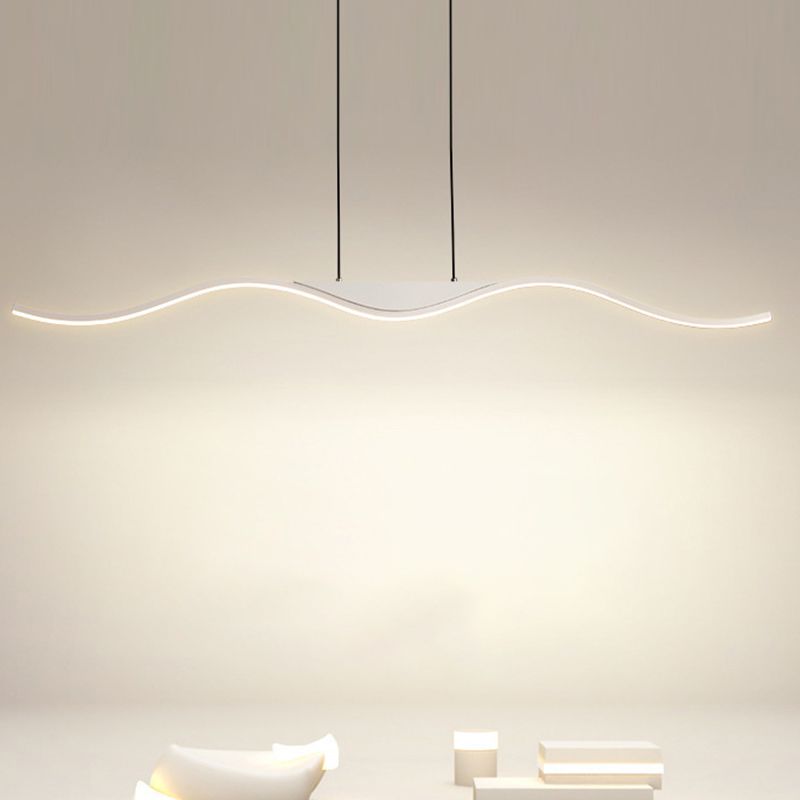 White Single Modernism Kitchen Island Lighting Unique Metallic Ceiling Light