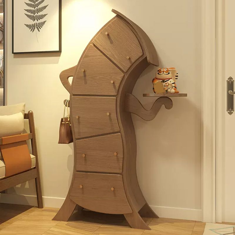 Modern Vertical Lingerie Chest Wood Dresser with 5 Drawers for Living Room