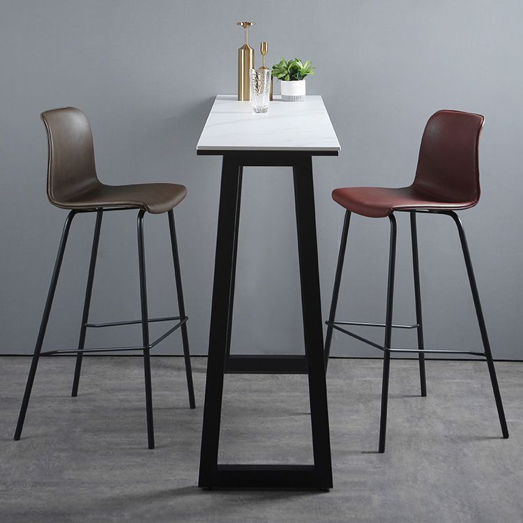 Industrial Rectangle Indoor Bar Dining Table White Stone Bistro Table Fixed Table