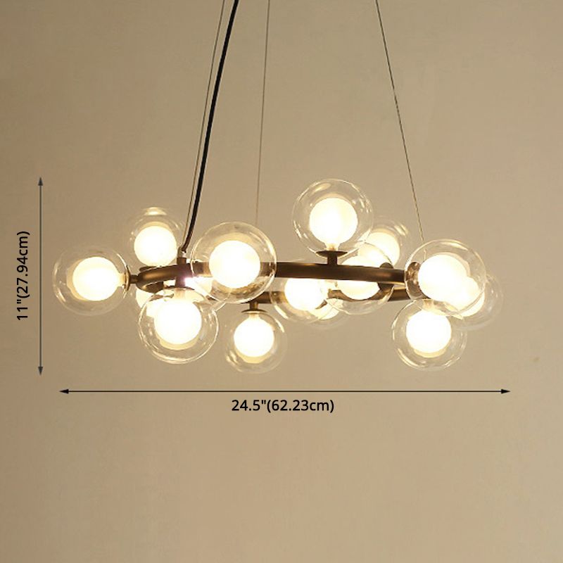 Ultra-modern Globe-Shaped Hanging Chandelier Glass Suspension Lighting with Hanging Cord for Living Room
