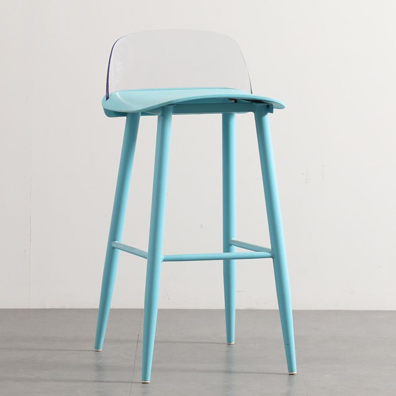 Modern Backrest Armless Counter Stool Iron Cafe Bar Stool with Acrylic Seat and Pedal