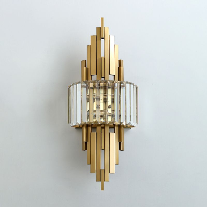 2-Light Geometric Wall Light Modern Crystal Wall Light Fixture