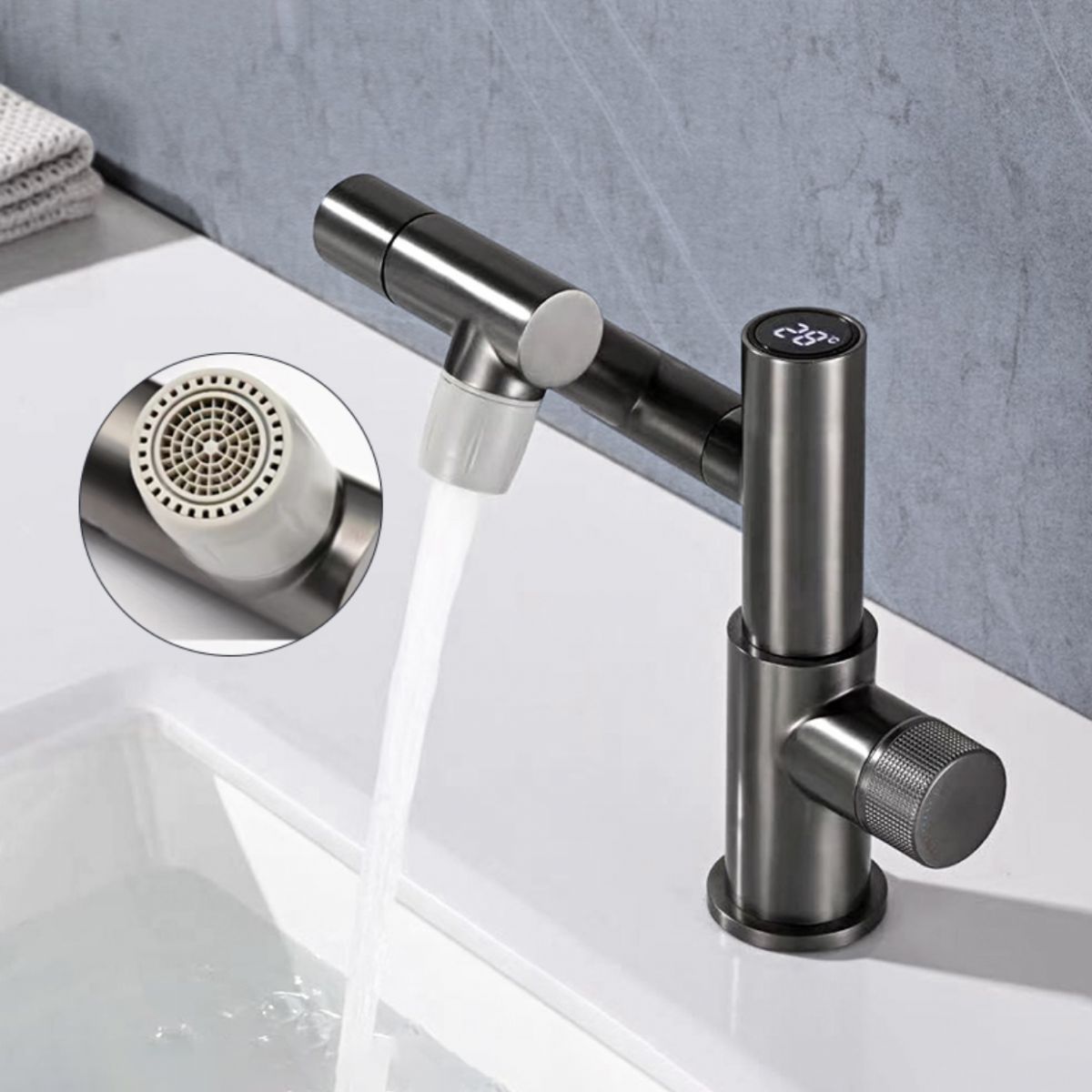 Waterfall Spout Basin Lavatory Faucet Modern Metal Lavatory Faucet