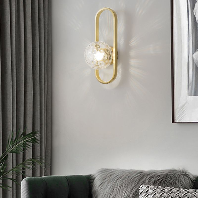 Bedroom Simple Sconce Light Fixtures 1 Blub Glass Lampshade Wall Mounted Lighting