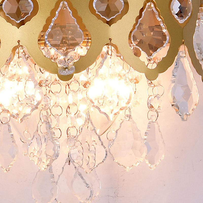 2 - Light Crown Shape Wall Light in Gold Post Modern Wall Sconce with Crystal Accents