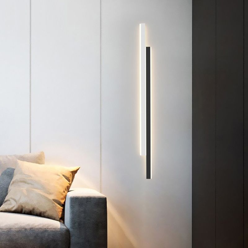 Modernism White/Black 2-Light Wall Mounted Sconce Linear LED Wall Light