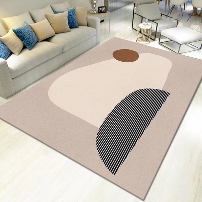 Modern Style Rug Polyester Area Rug Stain Resistant Geometric Rug for Home Decor