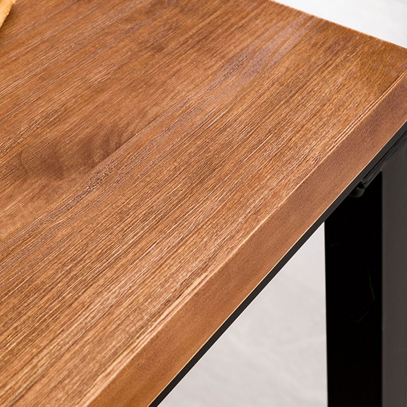 Solid Wood Dining Table Industrial Brown Top Dining Table with Black Frame